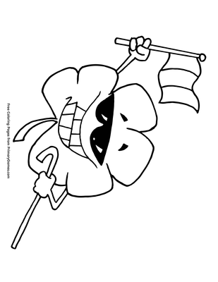 Shamrock holding an irish flag coloring page â free printable pdf from