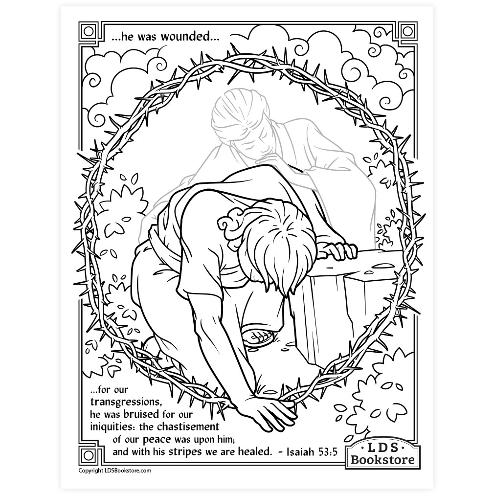 With his stripes we are healed coloring page