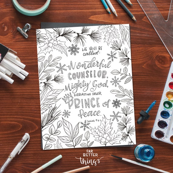 Bible verse coloring page isaiah printable bible verse coloring page christian kids activity christmas coloring sheet advent fun