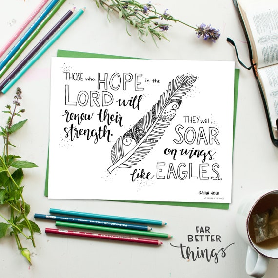 Bible verse coloring page isaiah printable coloring page bible coloring page christian kids activity sunday school craft hope download now