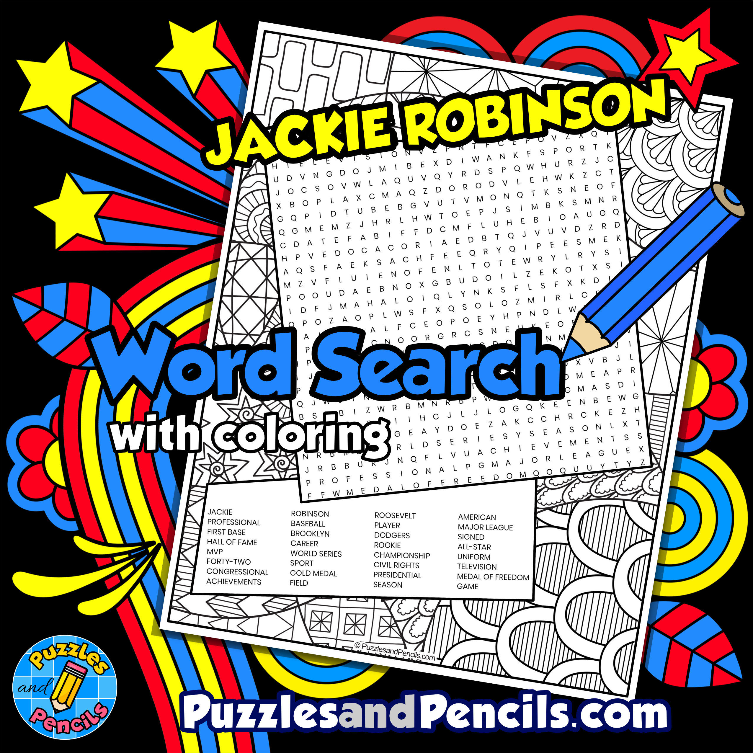 Jackie robinson word search puzzle activity black history month wordsearch made by teachers