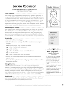 Jackie robinson lesson plan for kindergarten
