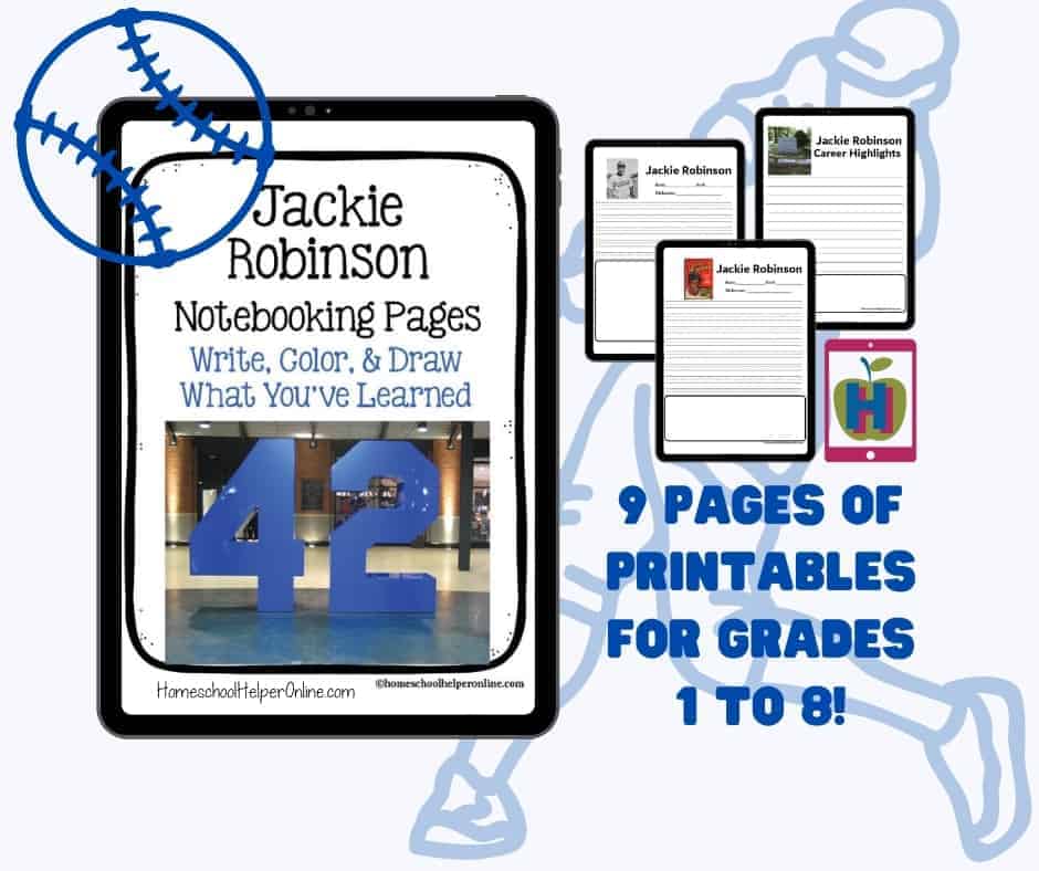 Free jackie robinson notebooking printables for writing assignments