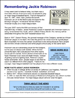 News for you remembering jackie robinson education world