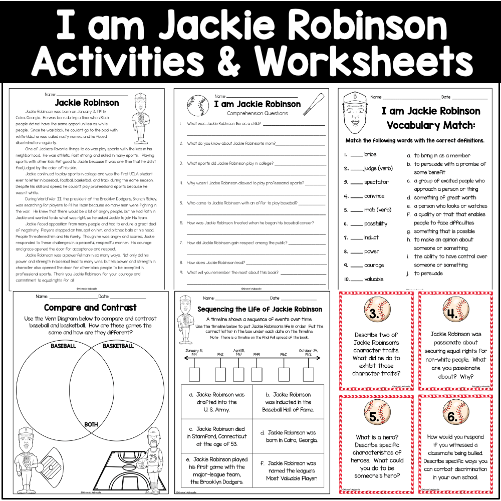 I am jackie robinson activities brad meltzer literature unit