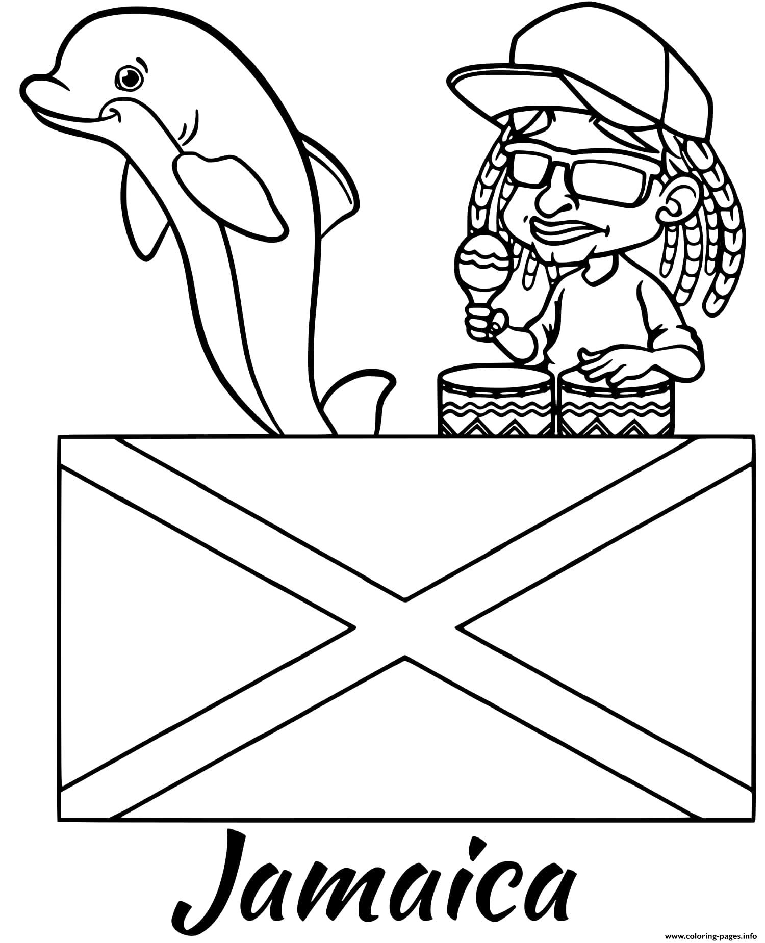 Jamaica flag reggae coloring page printable