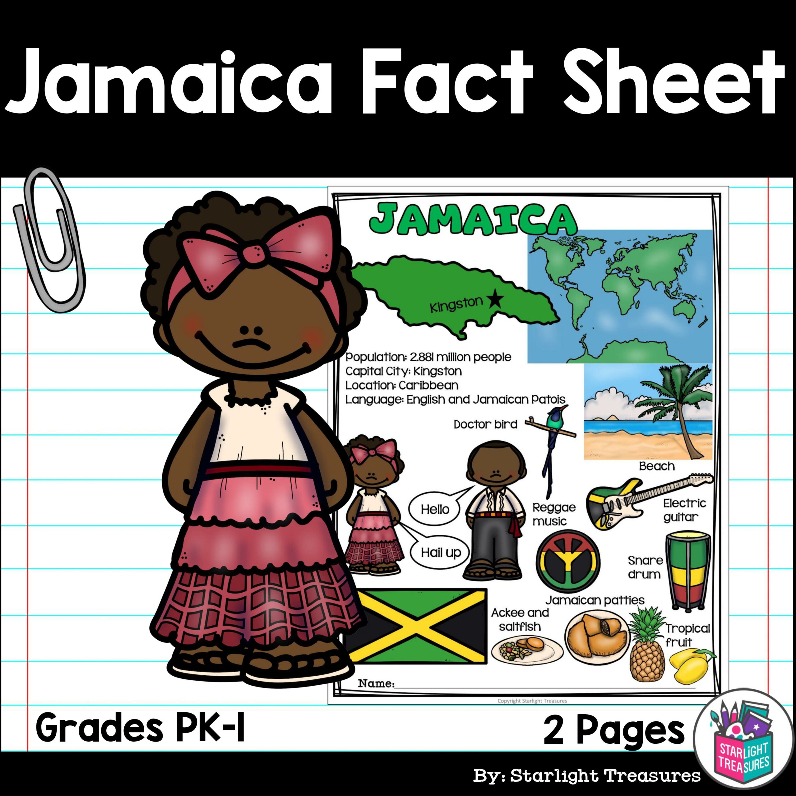 Jamaica fact sheet for early readers made by teachers