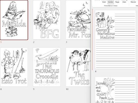 Roald dahl day colouring coloring pages sheets and writing frames of his most popular books teaching resources