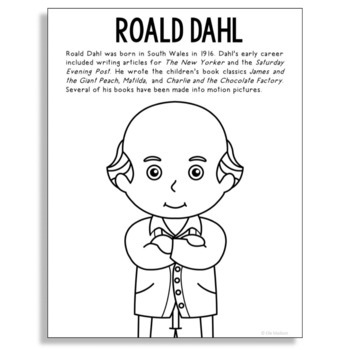 Roald dahl coloring page library art bulletin board poster ela center