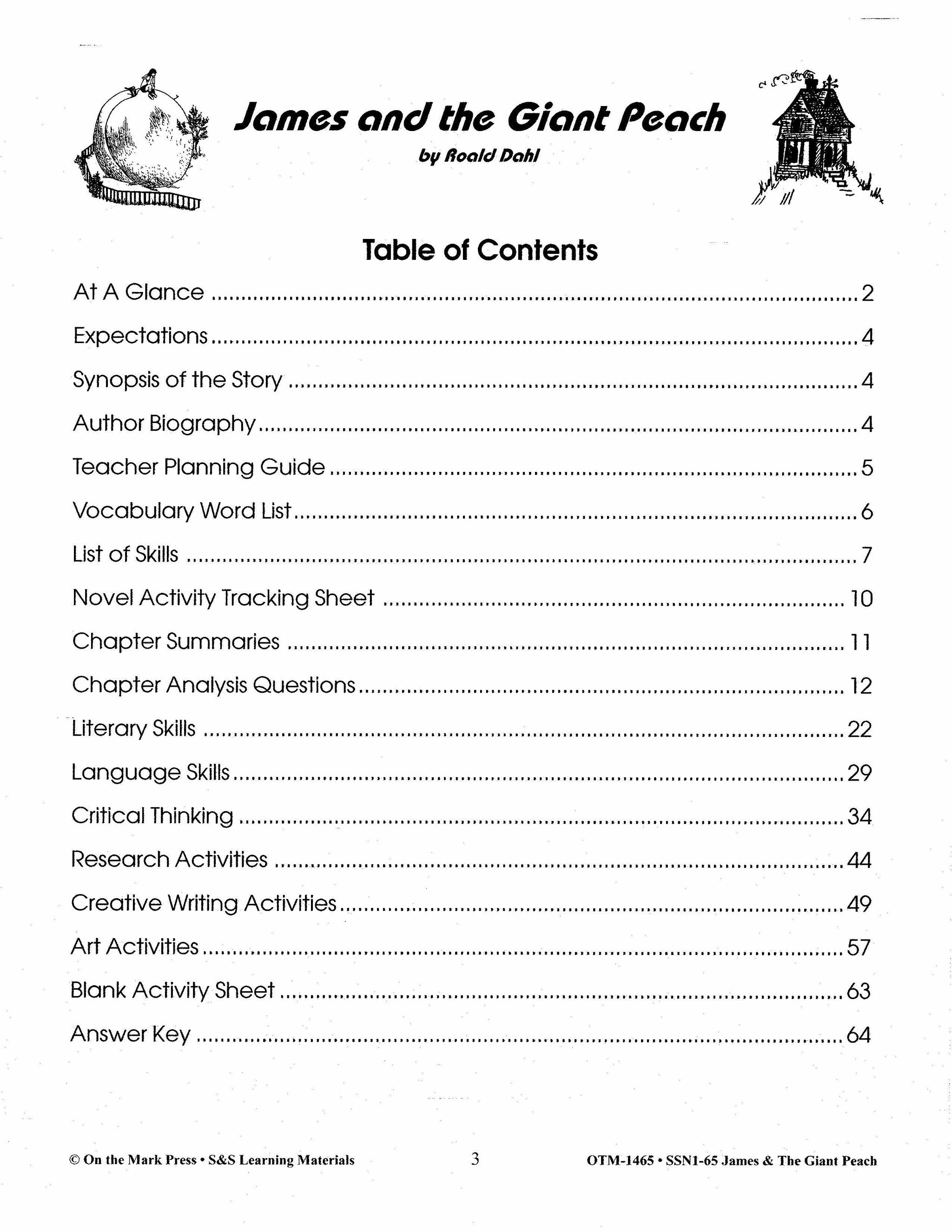 James the giant peach by roald dahl lit link grades