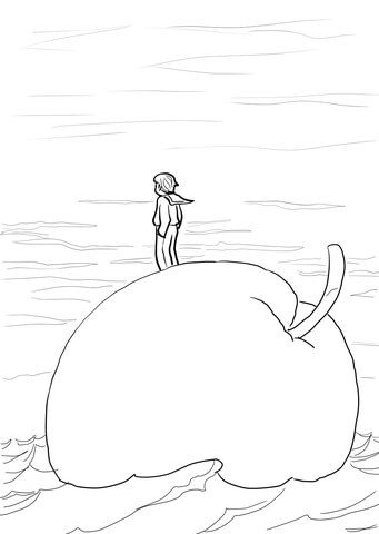 James and the giant peach floating in the ocean coloring page free printable coloring pages