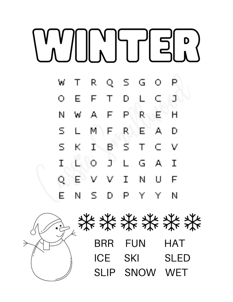 Fun winter word searches