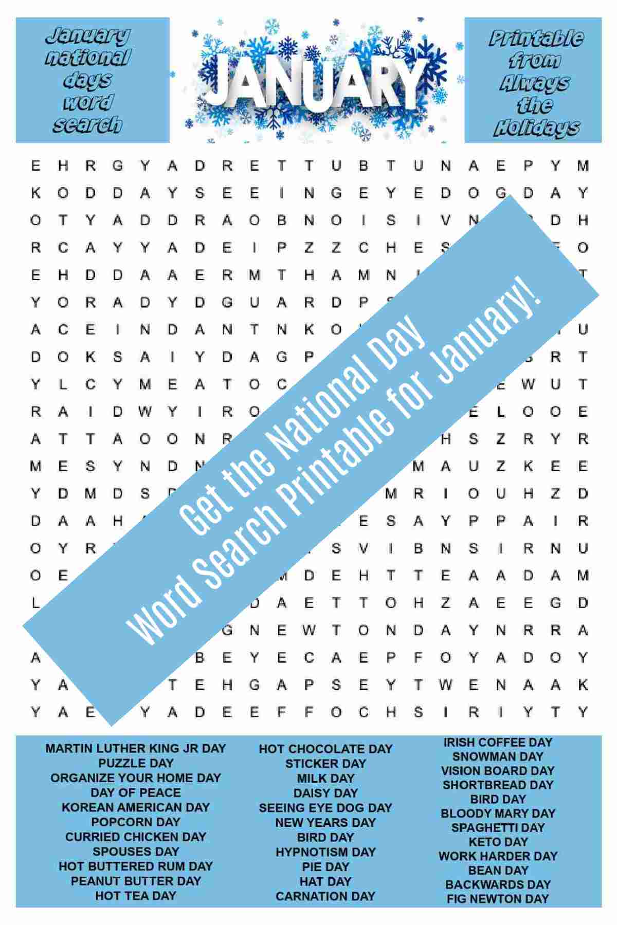January word search printable