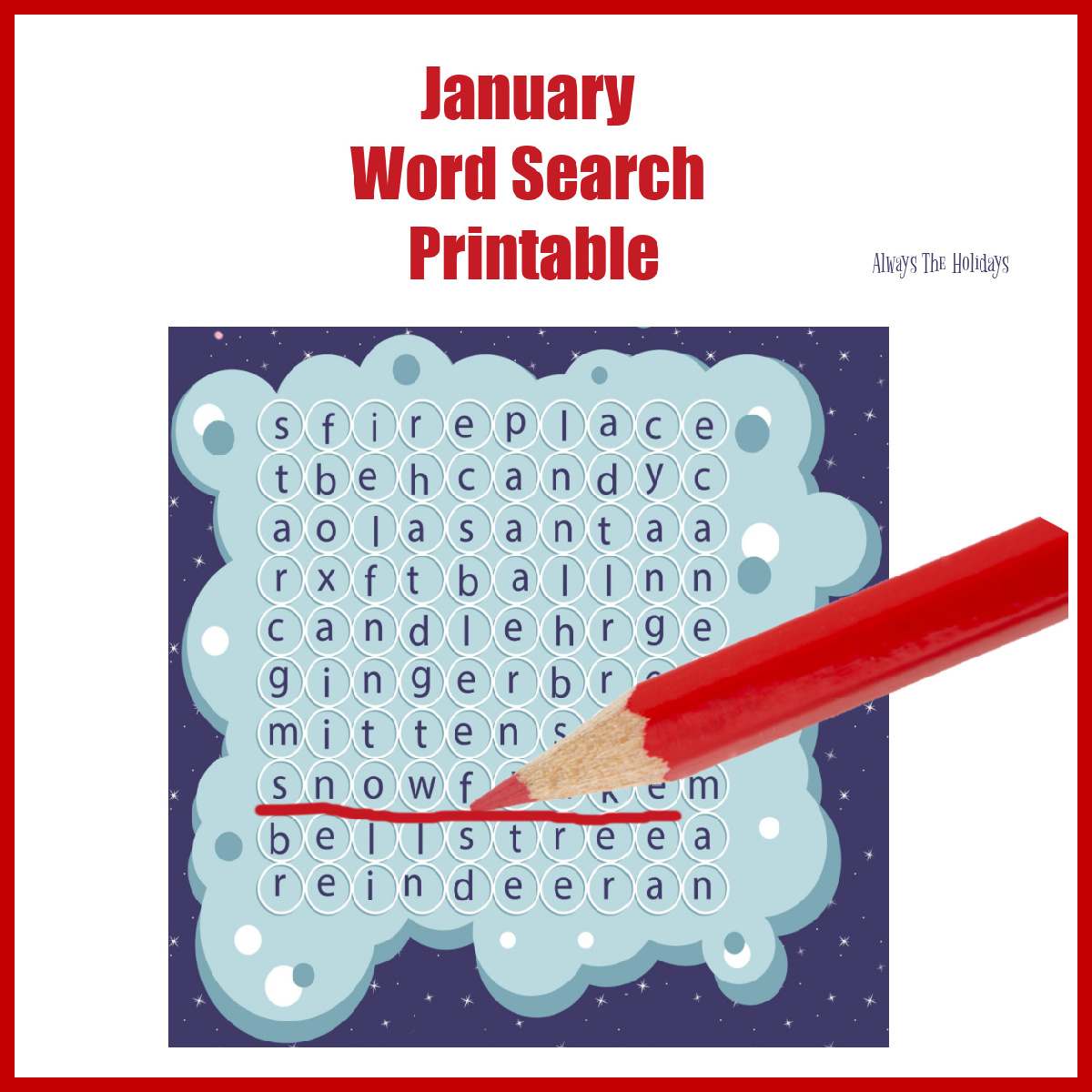 January word search printable