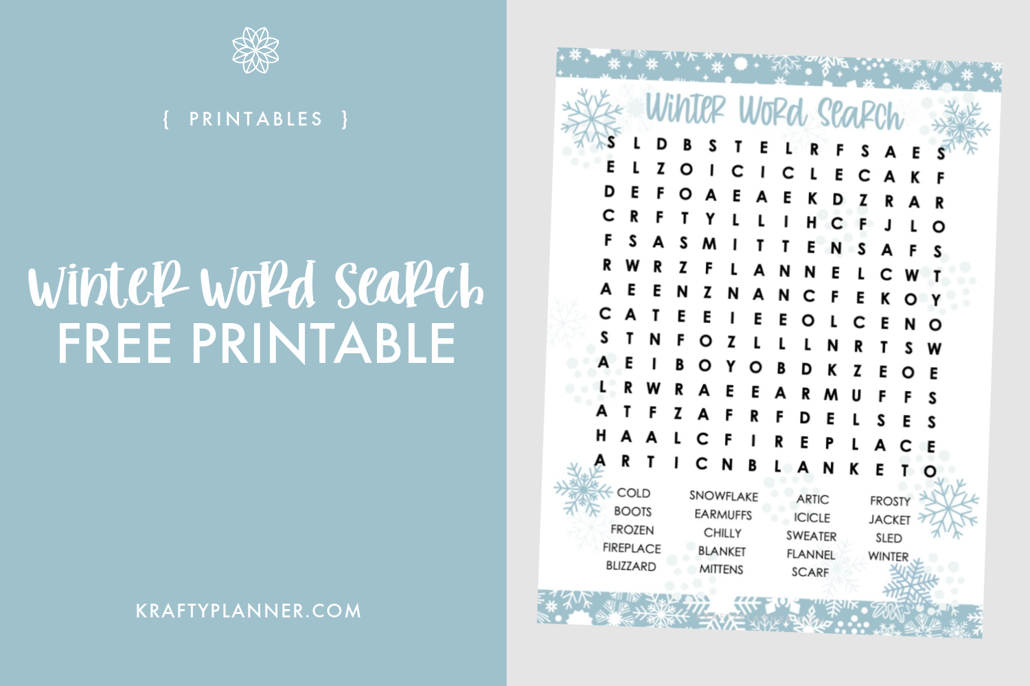 Winter word search free printable â krafty planner
