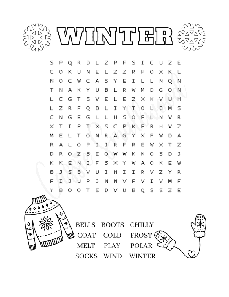 Fun winter word searches