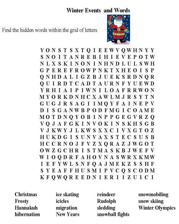 Winter word search