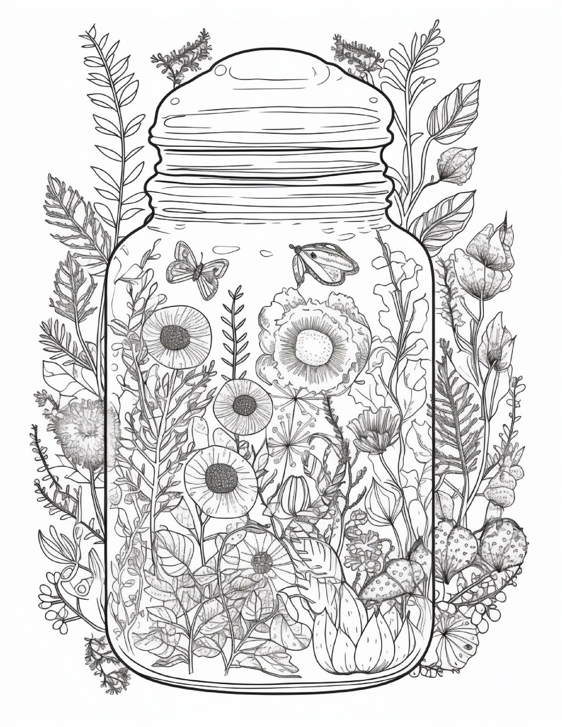 Life inside jar printable coloring pages for adults grayscale colo â coloring