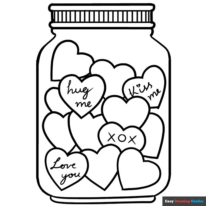 Jar of love coloring page easy drawing guides
