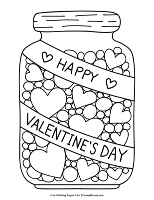 Hearts in a jar coloring page â free printable pdf from