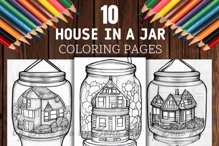 House in a jar fantasy art coloring pages