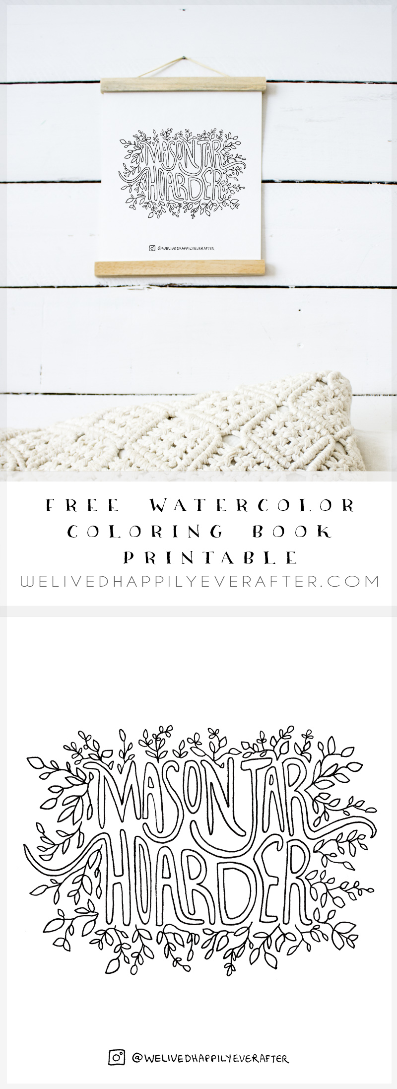 Mason jar hoarder funny farmhouse adult coloring book page free printable we lived happily ever after