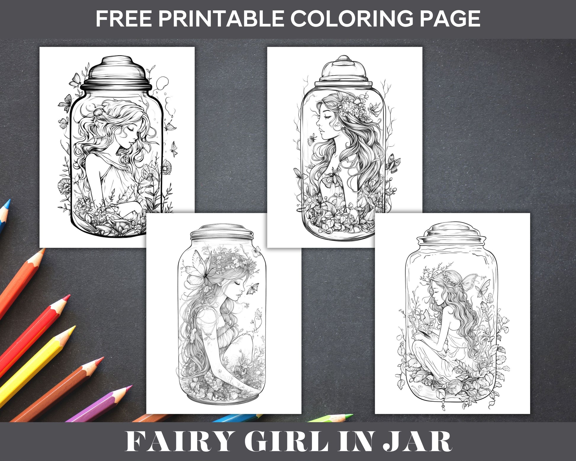 Fairy girl in jar coloring pages for adults free printable pdf instan â coloring