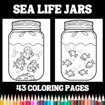 Fish sea life jar coloring pages by teachers helper tpt