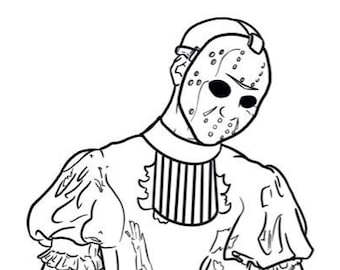 Jason voorhees maid coloring page digital printable instant download