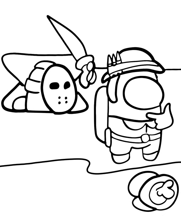 Among us coloring page with jason