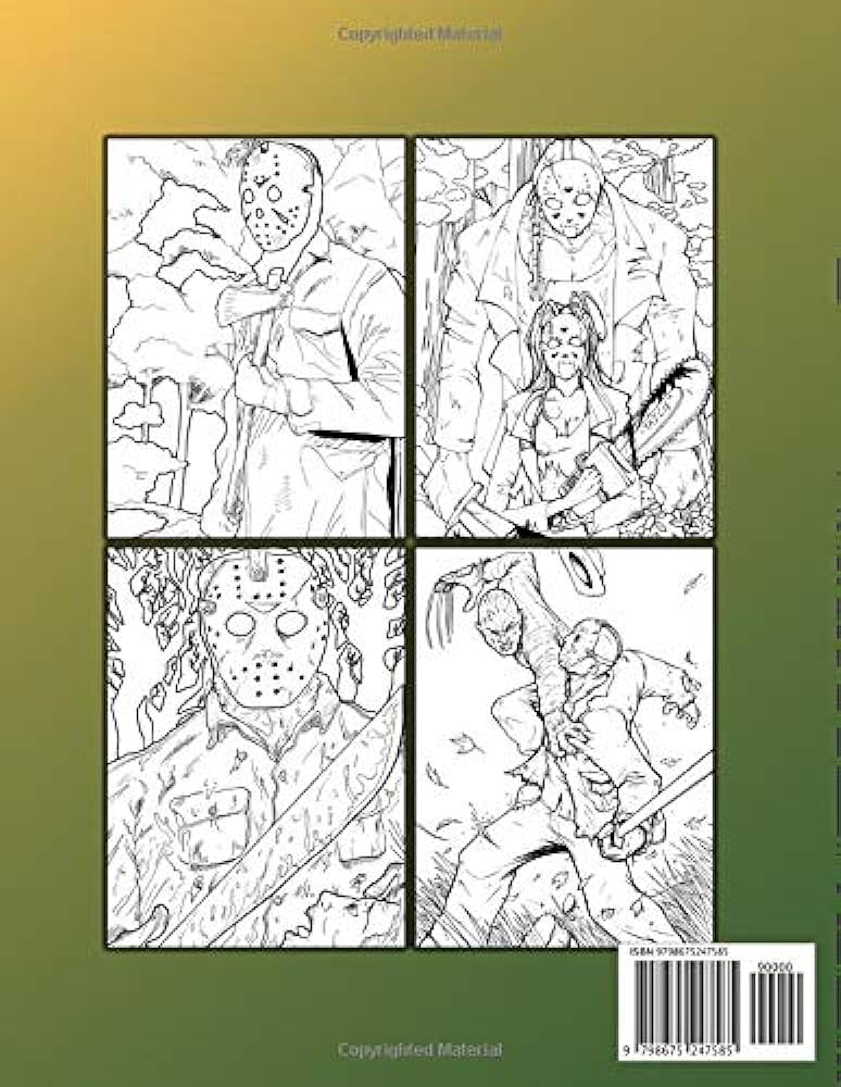 Jason voorhees coloring book friday the th tv series coloring book for adults stress relief gift young brian books
