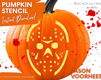 Iconic jason voorhees friday the th horror movie printable pumpkin stencil