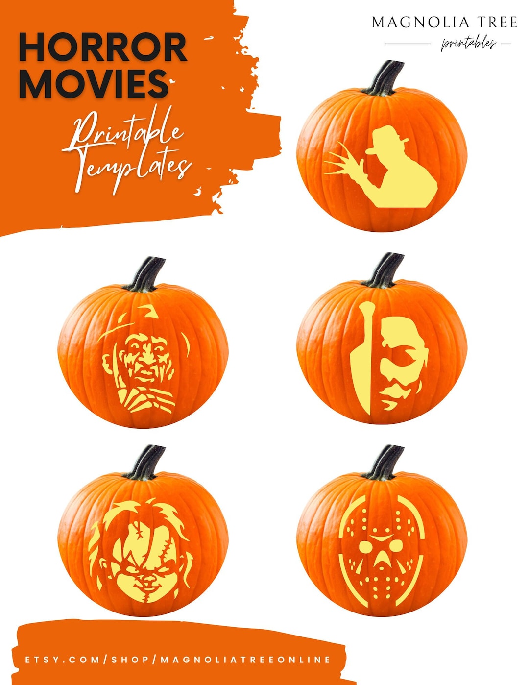Horror movie pumpkin stencils