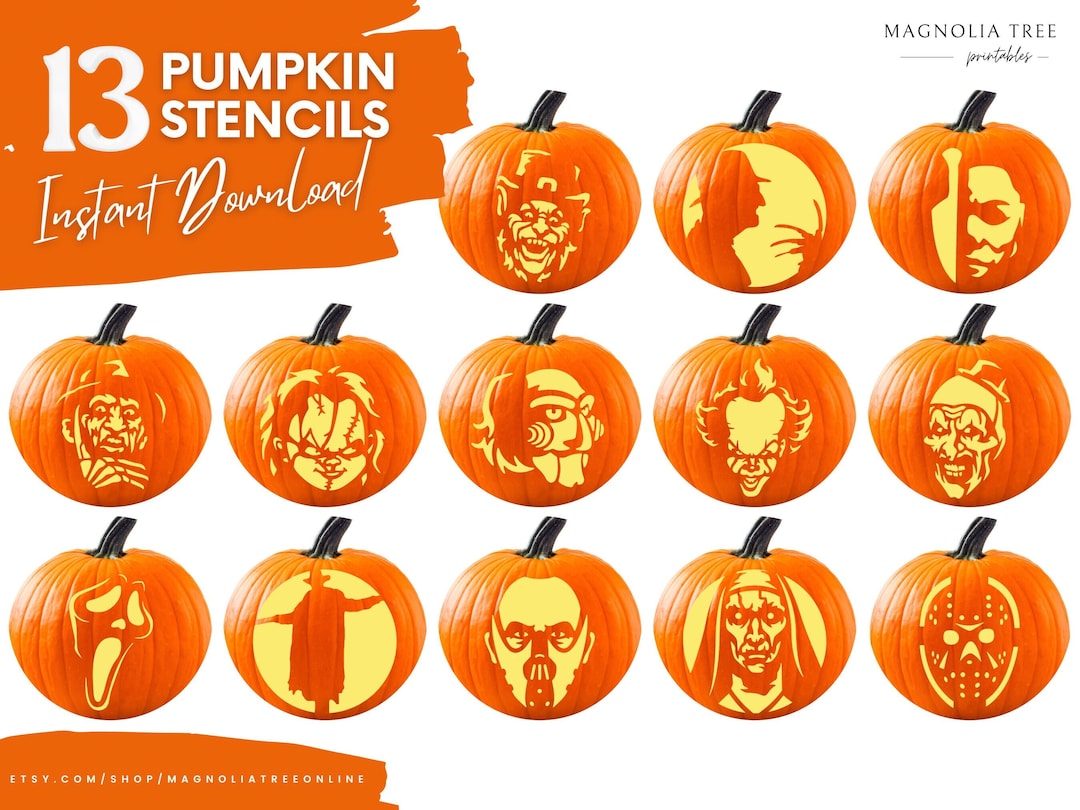 Horror movie pumpkin stencils