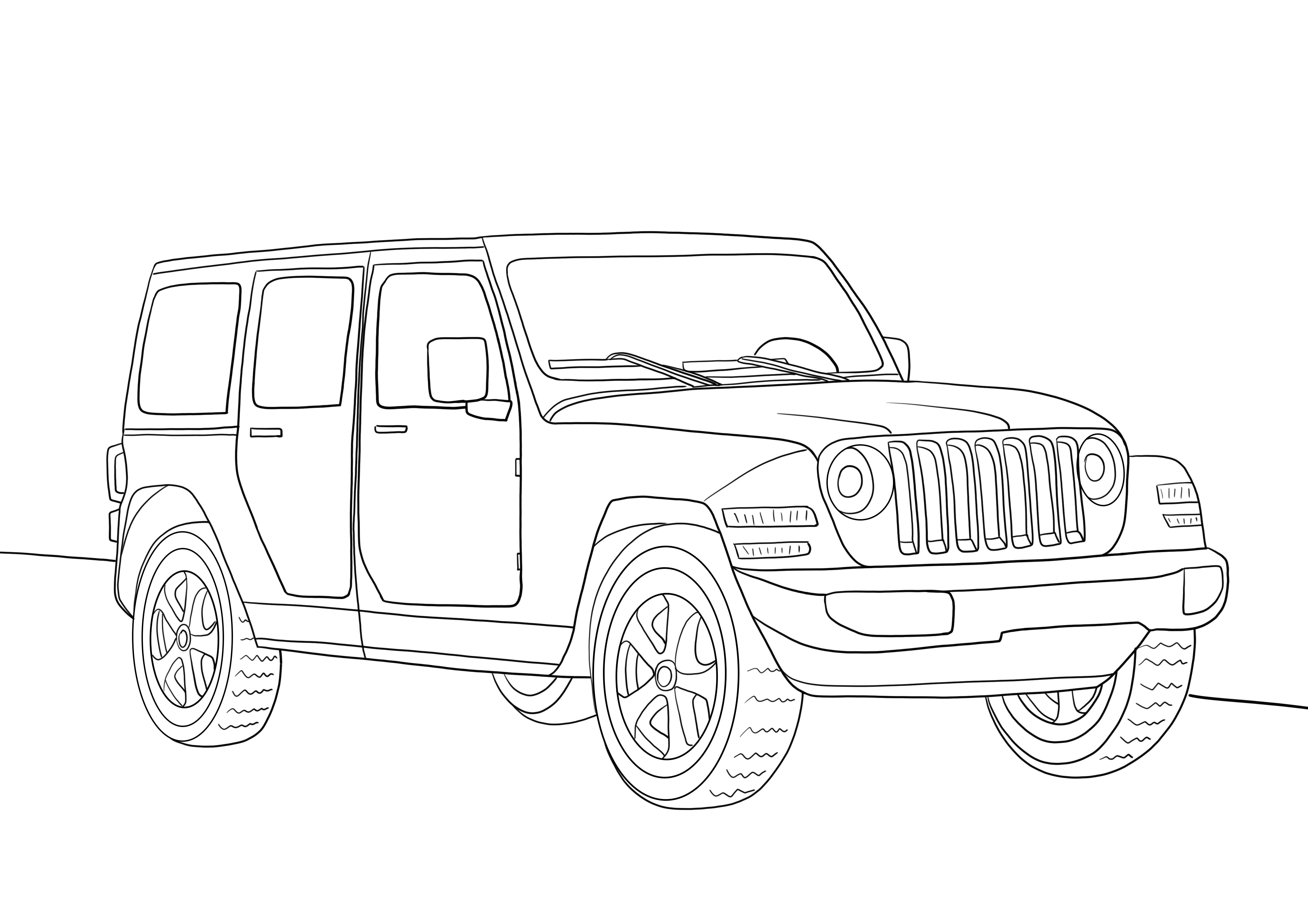 Jeep wrangler coloring and free downloading sheet