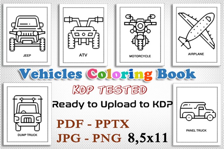 Vehicles coloring book for kidscar coloring pages