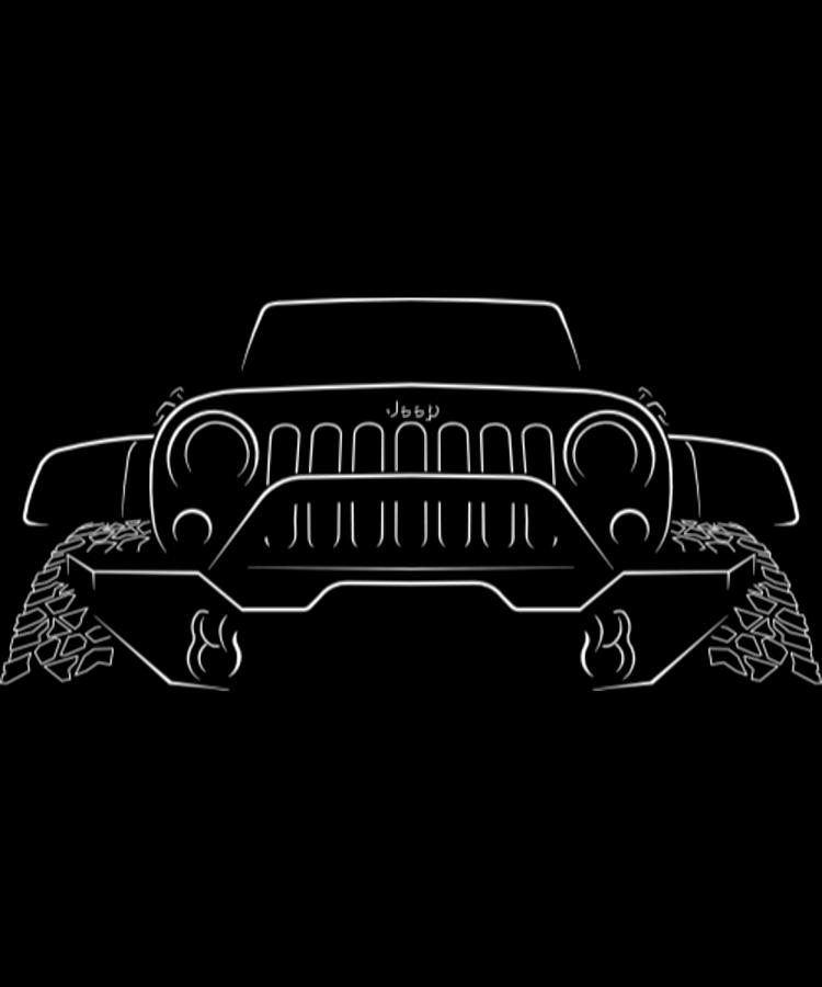 Jeep jeep wrangler rubicon front stencil white painting by king darren
