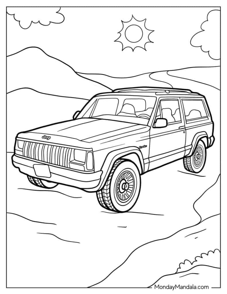 Jeep coloring pages free pdf printables