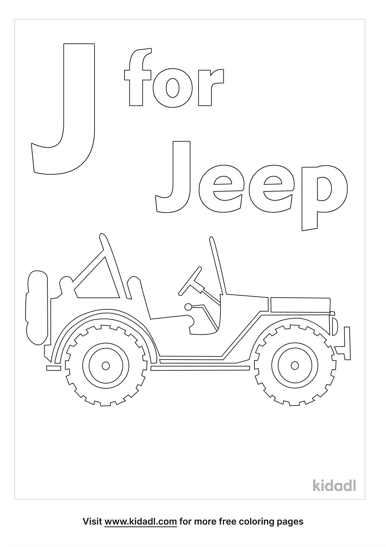Free j for jeep coloring page coloring page printables