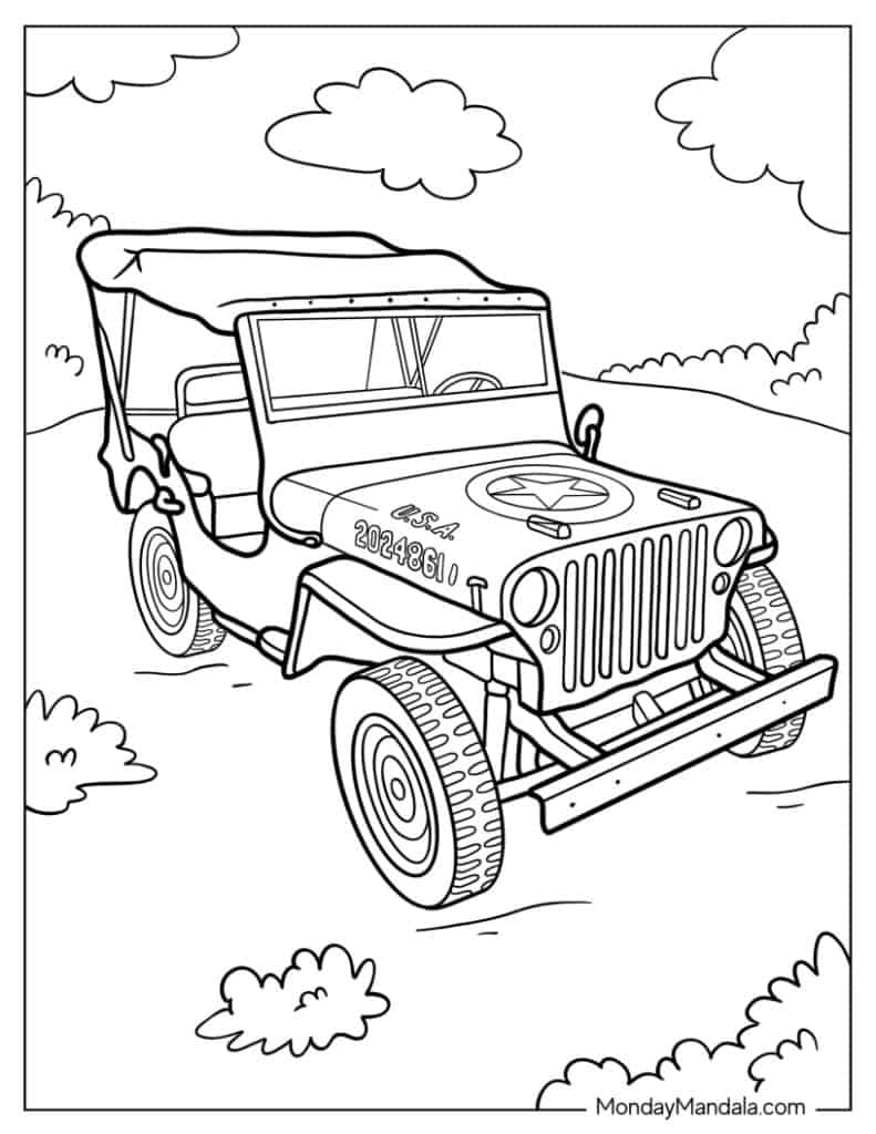 Jeep coloring pages free pdf printables