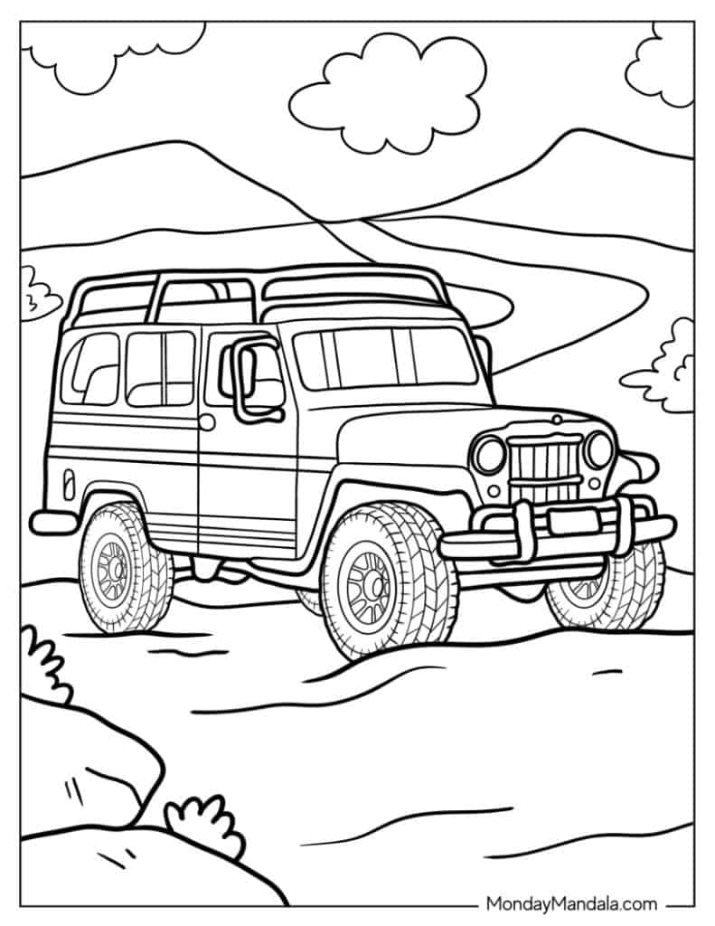 Jeep coloring pages free pdf printables