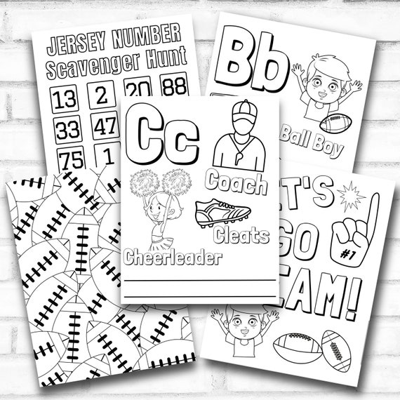 Abcs sports printable coloring pages football party for kids super bowl homeschool activity football busy book sports birthday party