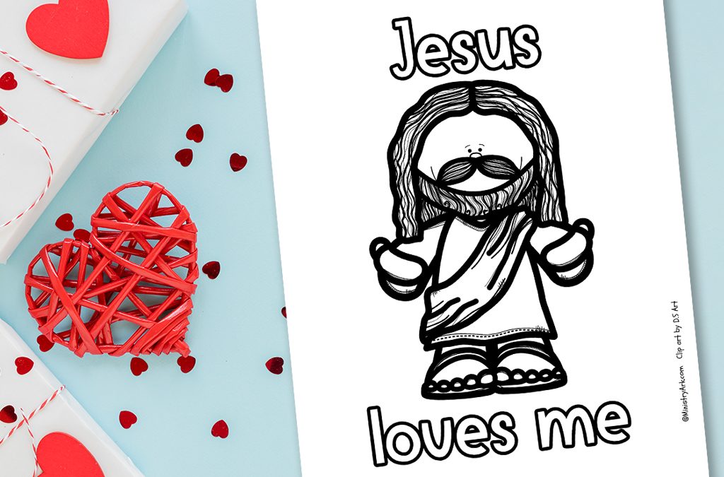 Jesus loves me valentines coloring sheet â