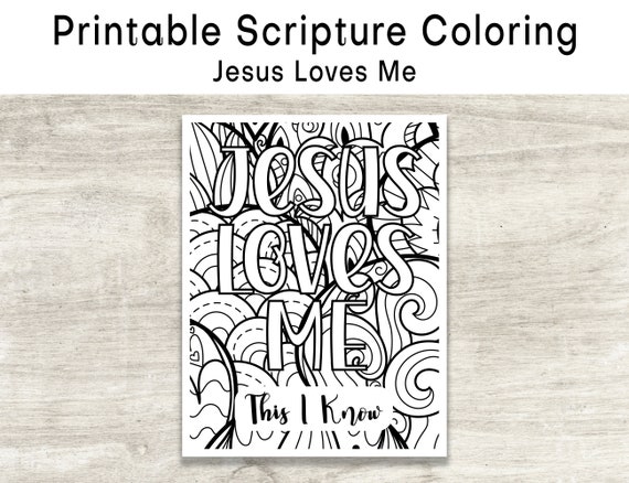 Printable jesus loves me coloring page scripture verse coloring sunday school activity bible craft kids church scripture craft