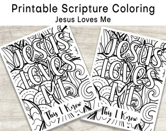 Printable jesus loves me coloring page scripture verse coloring sunday school activity bible craft kids church scripture craft