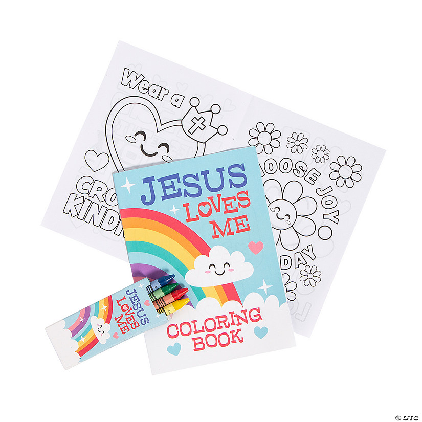 Jesus loves me coloring books with crayons for oriental trading
