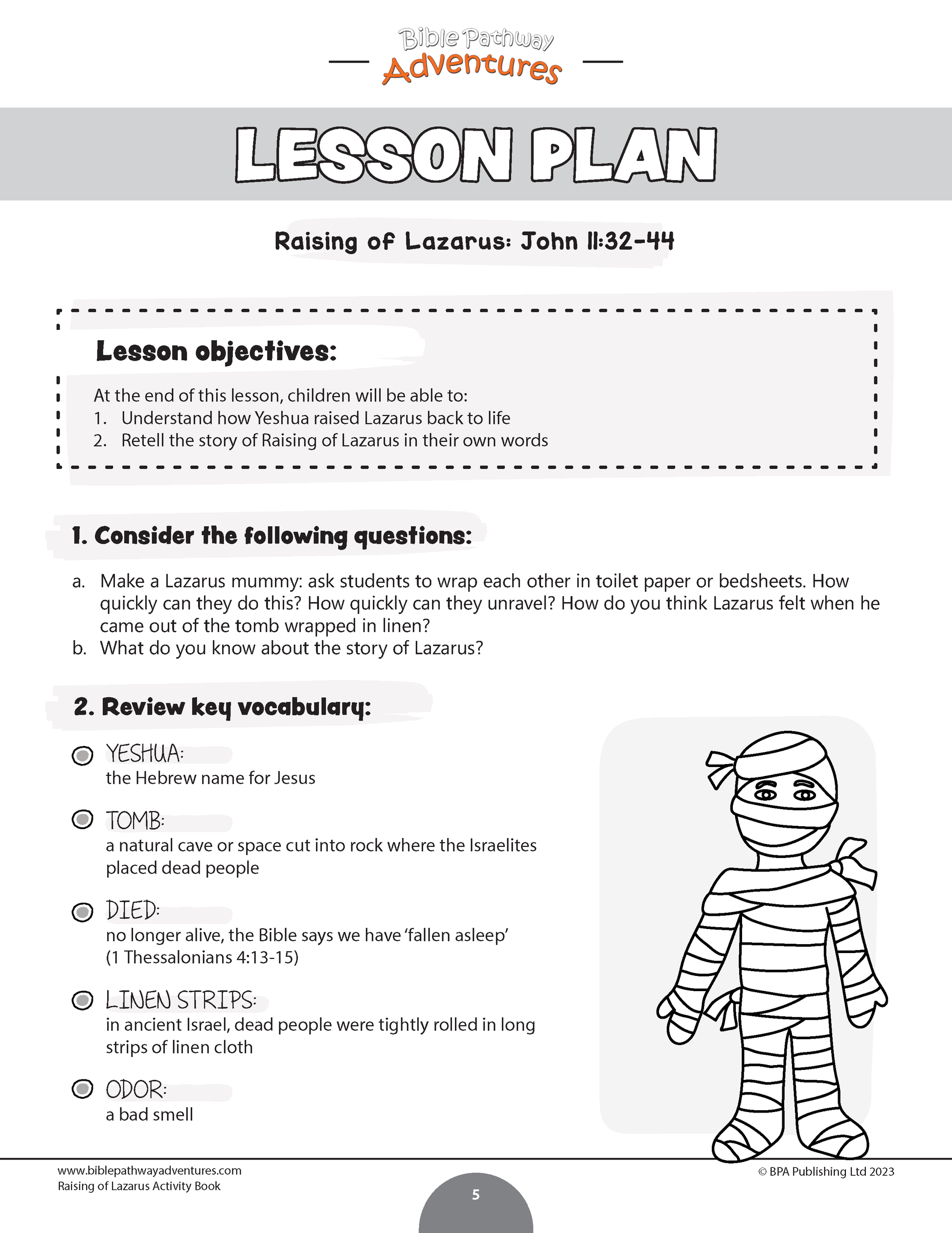 Raising of lazarus activity book pdf â bible pathway adventures