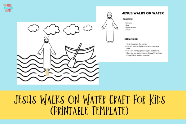 Jesus walks on water craft for kids printable template