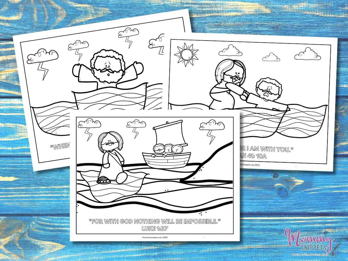 Free printable jesus walks on water coloring pages