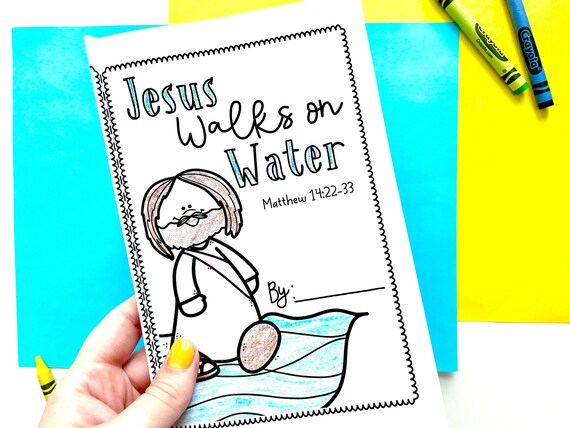 Jesus walks on water printable book about jesus miracle walking on water bible story coloring activity